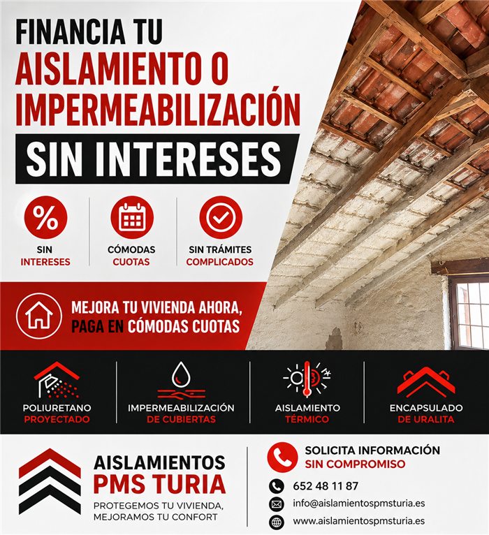 Financiación sin intereses para proyectos de aislamiento e impermeabilización